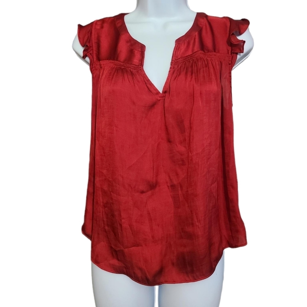 BANANA REPUBLIC dark red ruffle blouse S